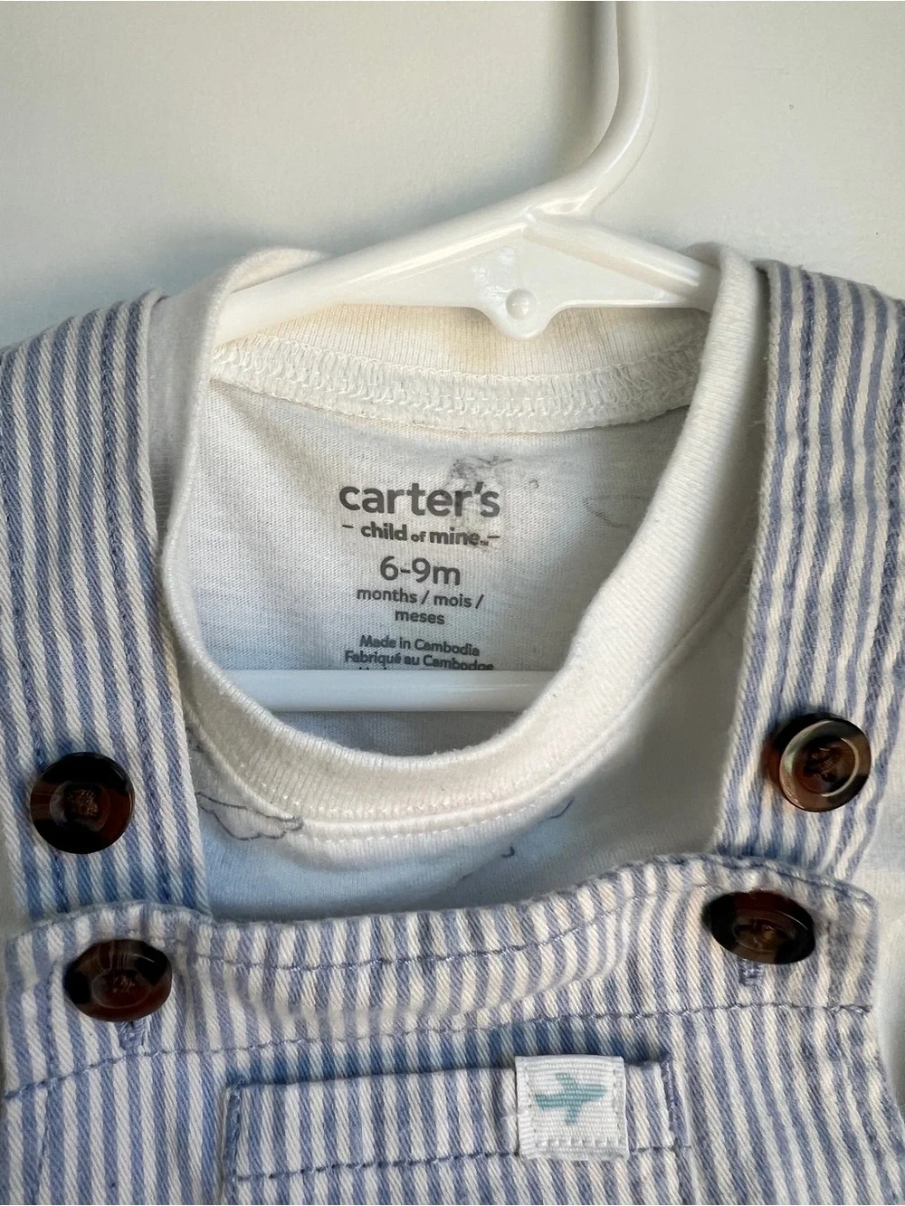 Carter’s 6-9M Airplane Tee & Blue Stripe Shortall Outfit Set